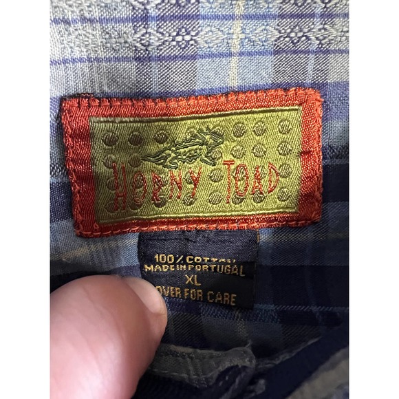 Horny Toad Blue and Cream Plaid Button Down, Size XL - Picture 3 of 4